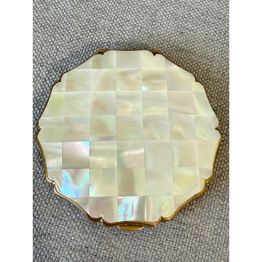 Vintage‎ Stratton Mother of Pearl Compact Mirror England White Cross Drugs Vegas